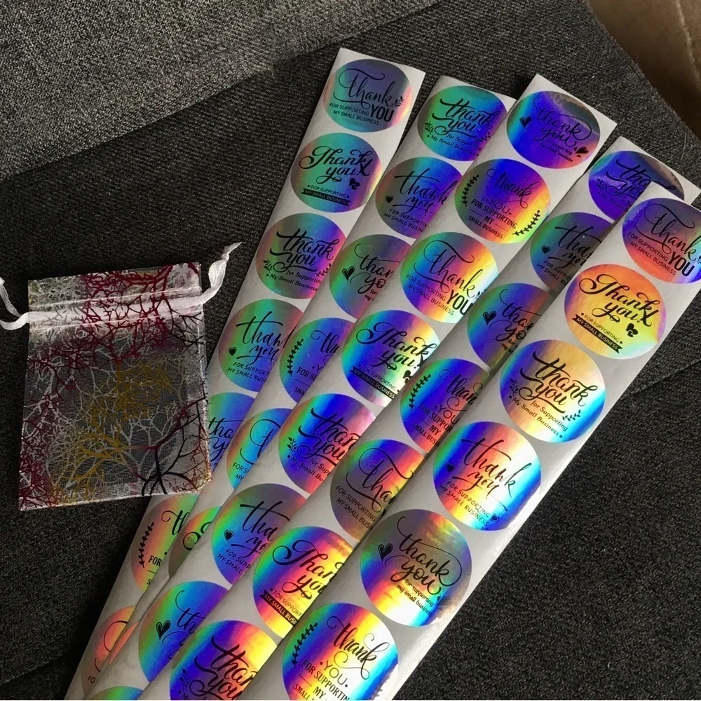 50 Count - Silver Holographic Thank You Stickers Starter Pack, 1.5 in